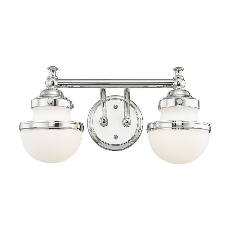 Polished Chrome Two-Light Bath Vanity with Opal Glass Shades