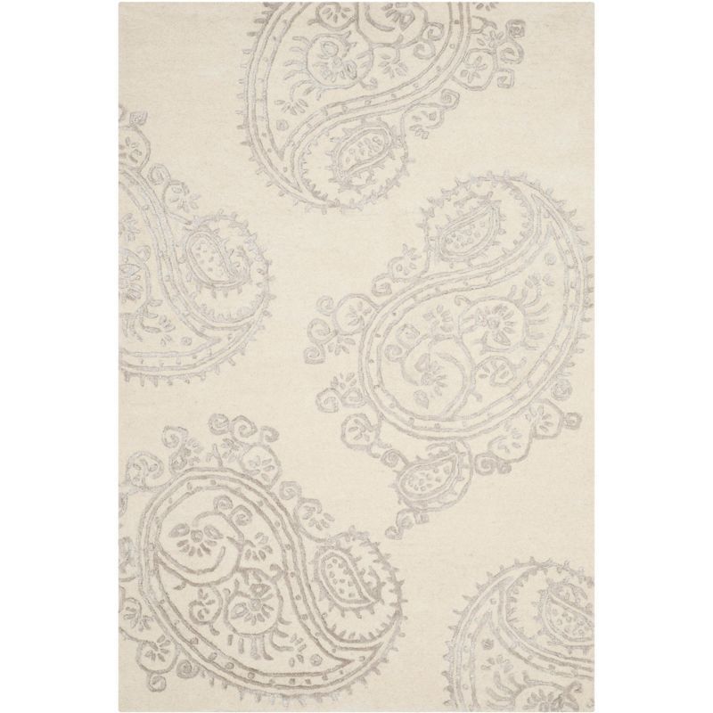 Ivory Beige Hand-Tufted Wool 4' x 6' Area Rug