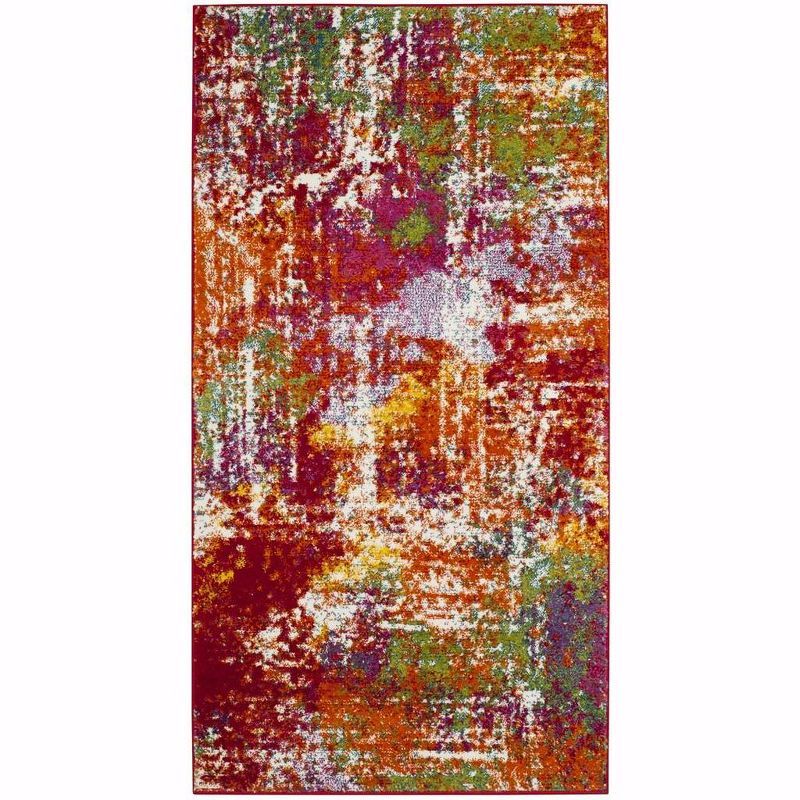 Abstract Multicolor Synthetic Mid-Century Modern Area Rug