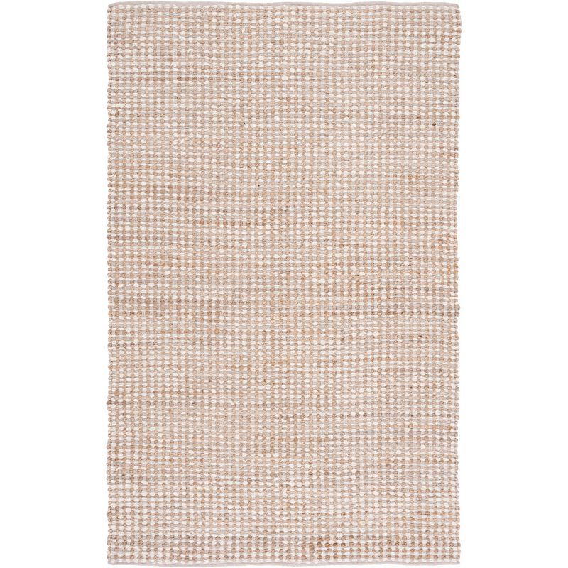 Beige and Ivory Flat Woven Wool Round Rug