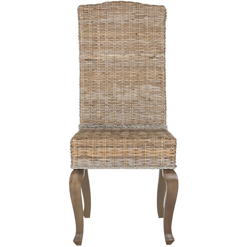 Gray Rattan and Cane Scrolled Leg Dining Chair Set