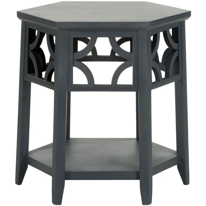 Connor Charcoal Grey 18" Hexagonal Bayur Wood End Table