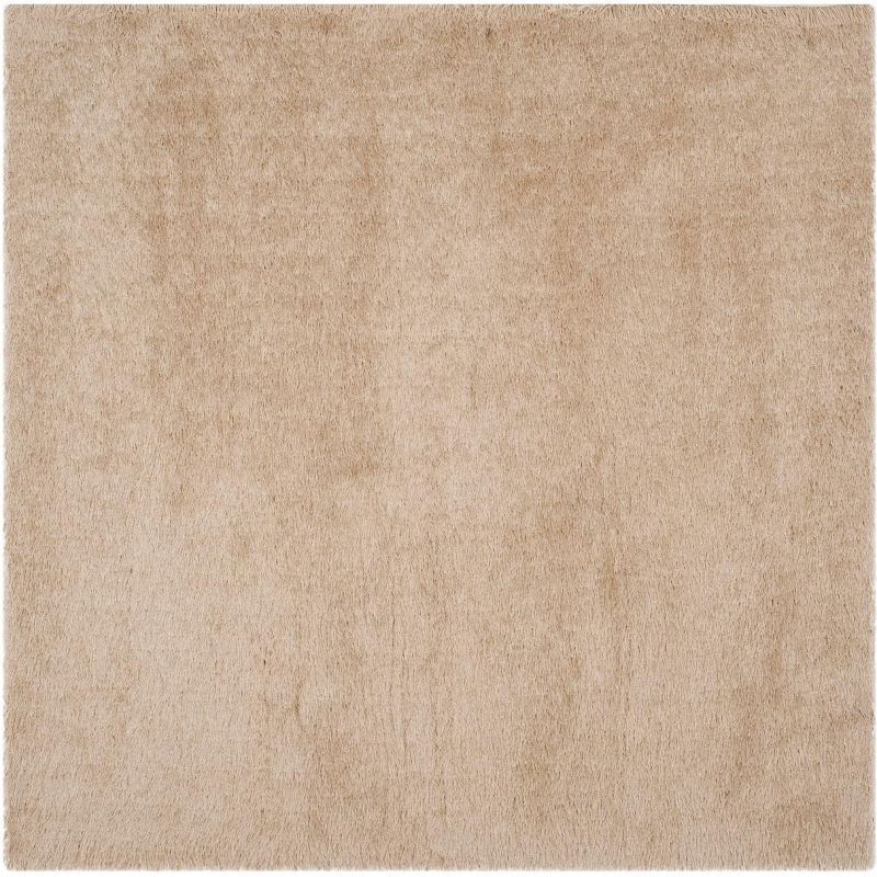 Champagne 6' x 6' Square Hand-Tufted Shag Area Rug