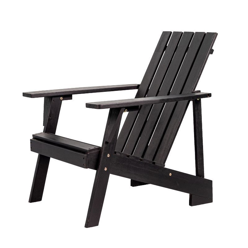 Modern Black Acacia Wood Adirondack Chair with Arms