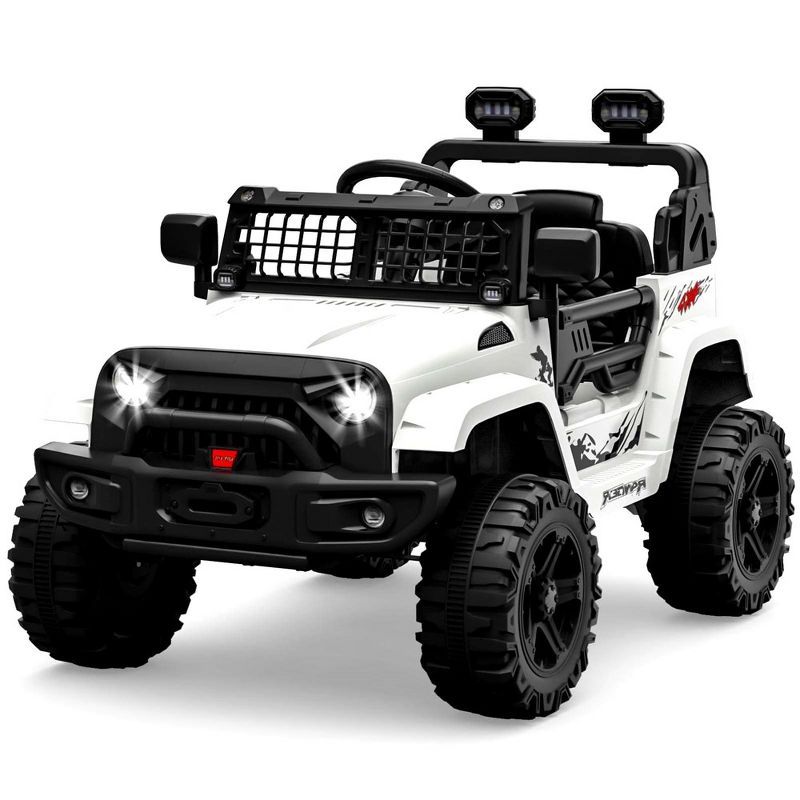 White 12V Kids Electric Ride-On Truck with Remote Control