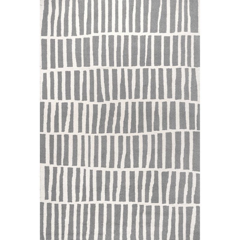 Gray Geometric Hand-Tufted Wool Rectangular Area Rug