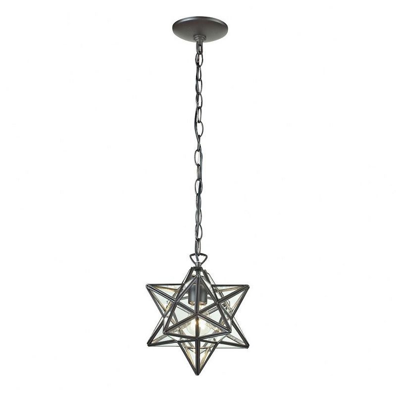 Star 1-Light Mini Pendant in Oiled Bronze with Clear Glass