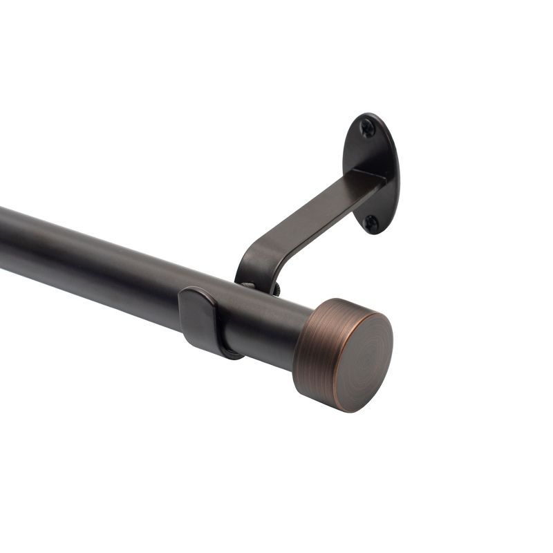 Adjustable Antique Bronze Iron Curtain Rod with Cap Finials, 48"-86"
