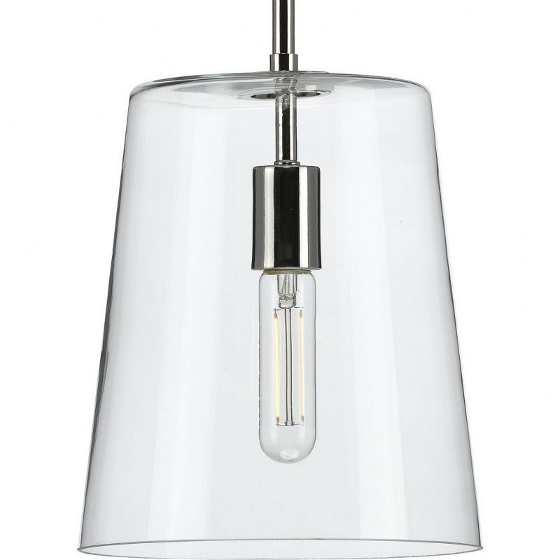 Clarion 9" Polished Nickel Pendant with Clear Glass Shade