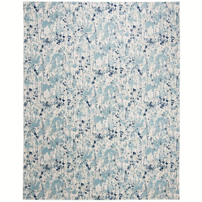 Ivory and Blue Abstract Floral 8' x 10' Area Rug