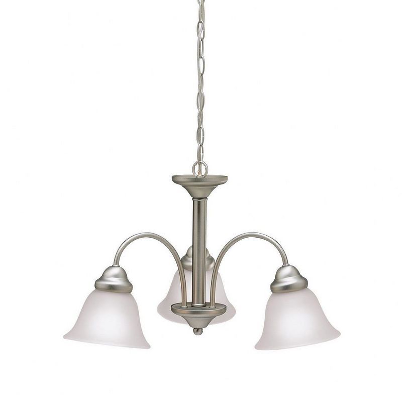 Mini Elegance Brushed Nickel 3-Light Chandelier with Satin Etched Glass