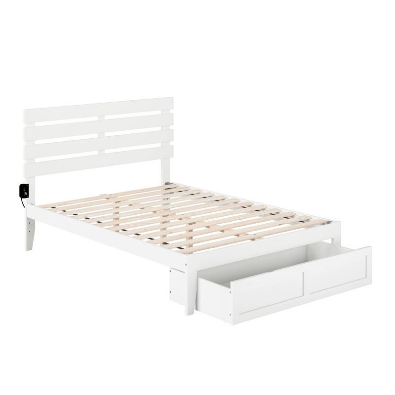 Oxford White Full Bed with Foot Drawer and USB Charger