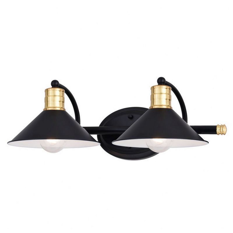 Akron Black and Brass 2-Light Steel Vanity Fixture