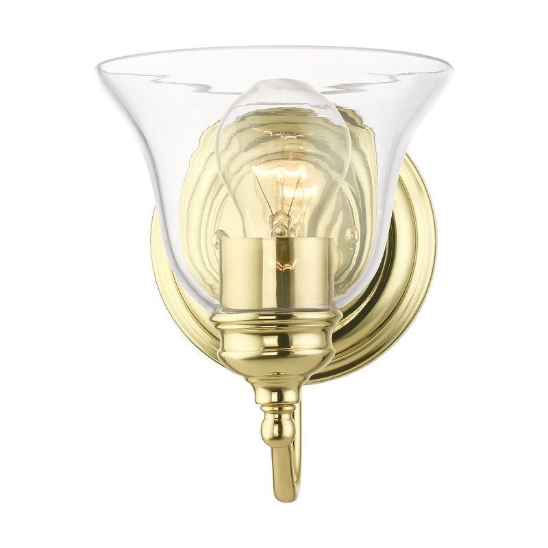 Moreland Polished Brass Clear Glass Vanity Sconce