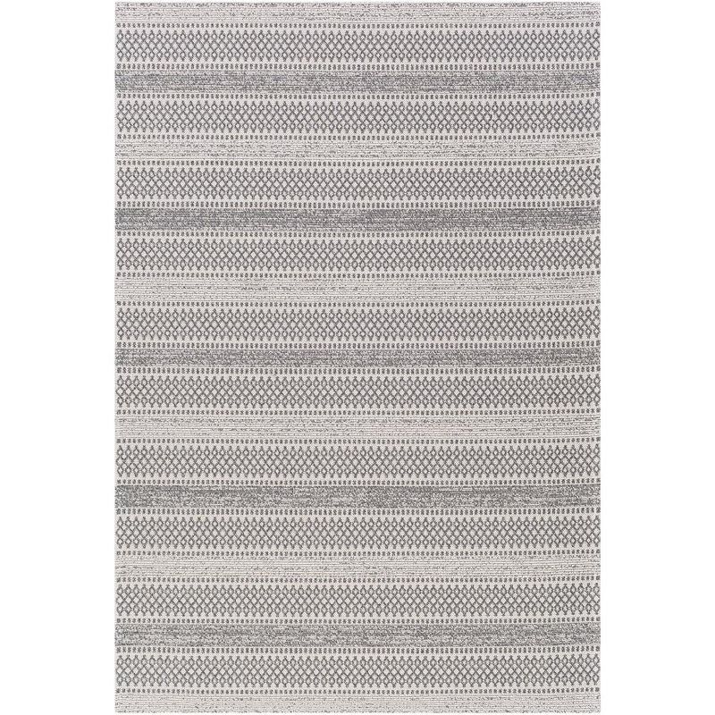 Stone Gray Striped Cotton Washable Area Rug