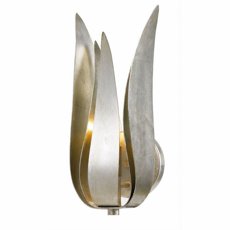 Elegant Antique Silver Dimmable Wall Sconce with Wrought Iron Leaves