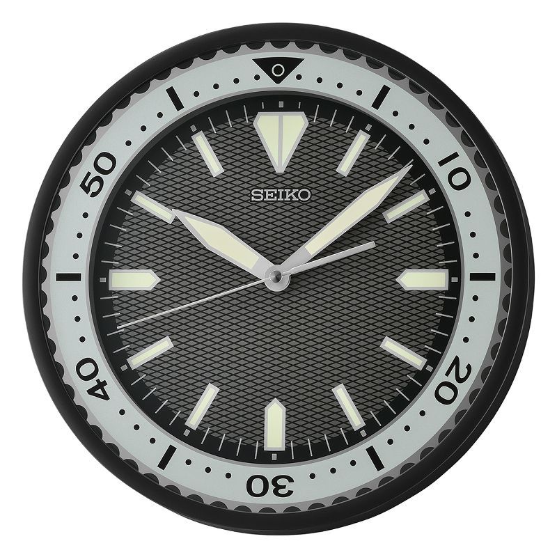 Seiko 12-Inch Black and Silver Watch Dial Wall Clock