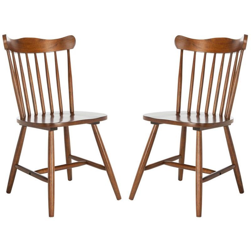 Walnut Slat Back Windsor Dining Chair Set of 2