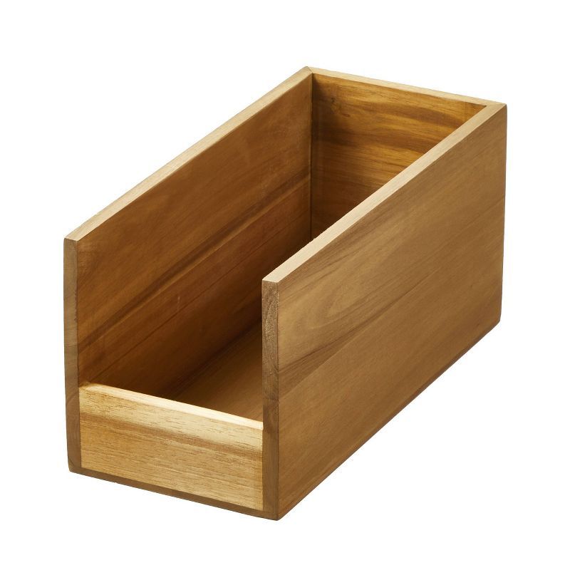 Natural Acacia Wood Open-Front Pantry Bin Organizer