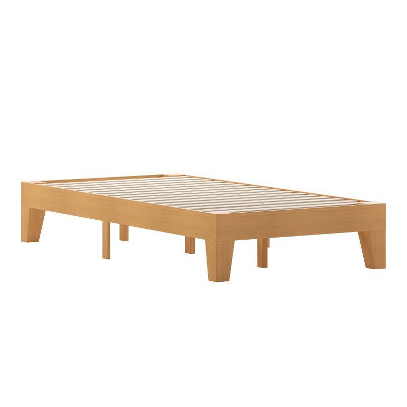 Twin Natural Pine Wood Platform Bed Frame with Slats