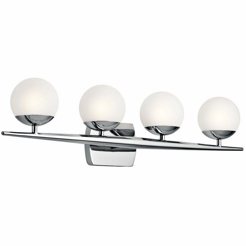 Jasper 32.25" Chrome Halogen Vanity Light with Globe Shades