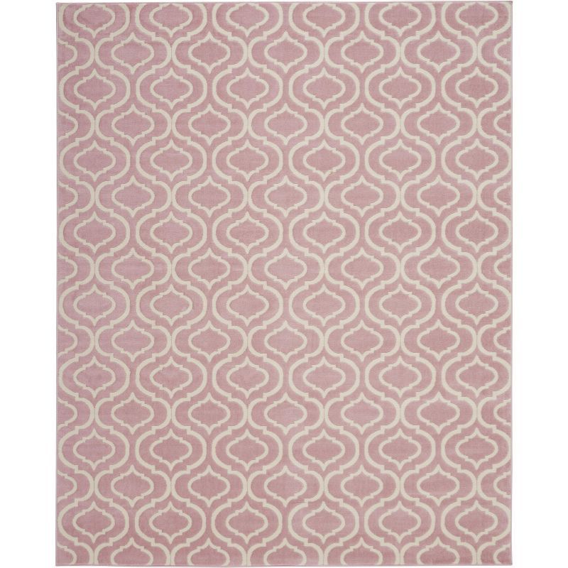 Moroccan Trellis Pink Viscose 8' x 10' Easy-Care Area Rug