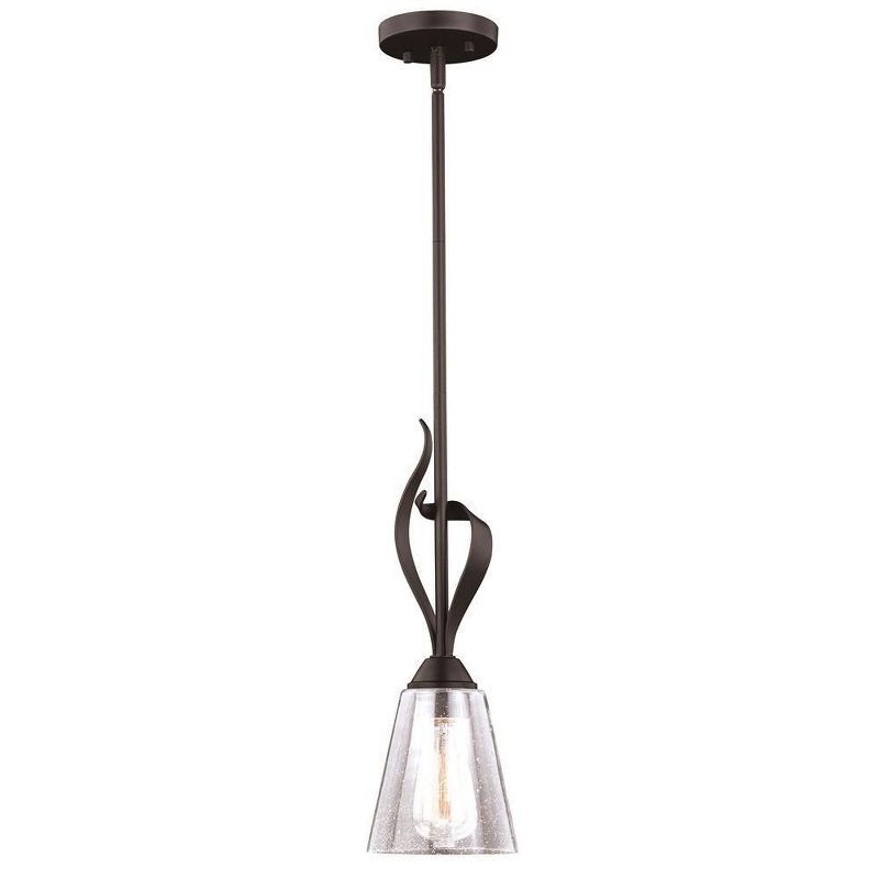 Cinta Vine-Inspired Mini Pendant with Seeded Glass in Oil Rubbed Bronze