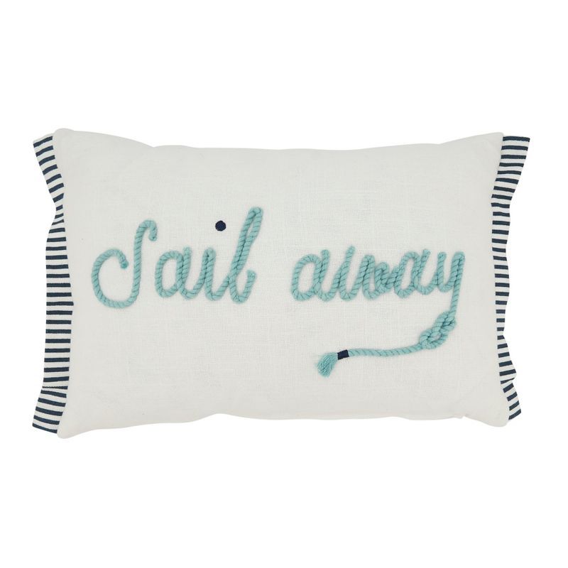 Nautical Off-White Cotton Down Throw Pillow, 12"x18"