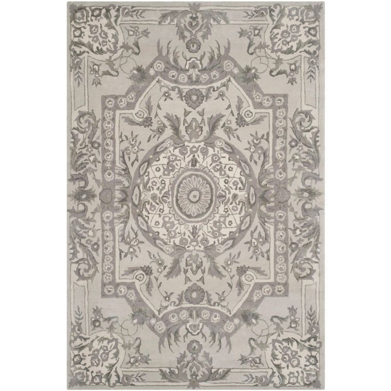 Elegant Gray 6' x 9' Hand-Tufted Wool & Viscose Blend Area Rug