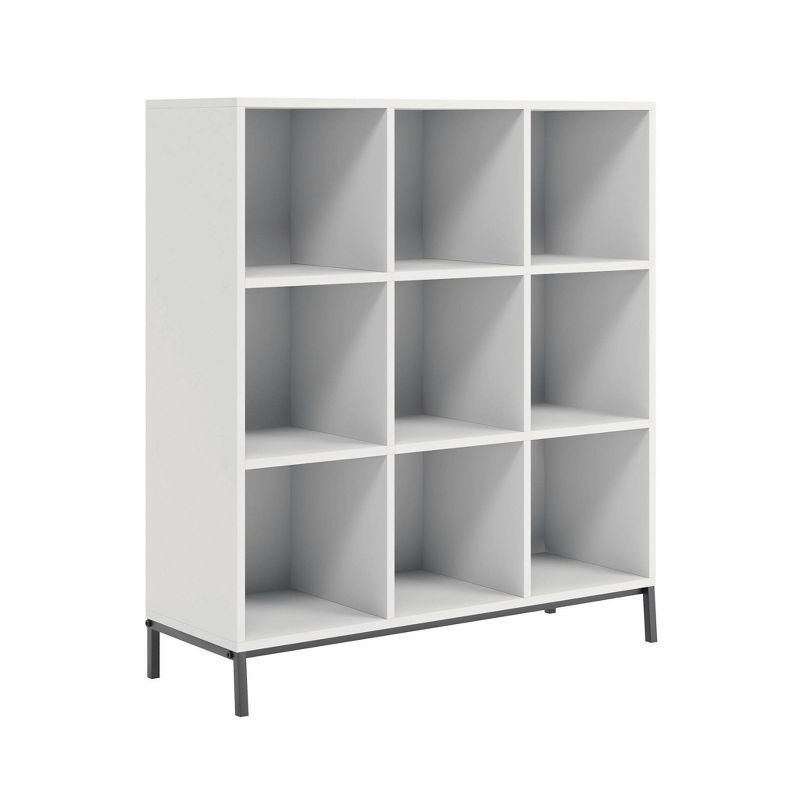 White 9-Cube Organizer with Black Metal Base