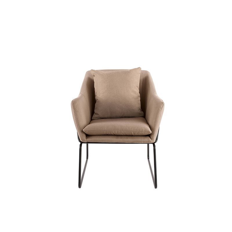 Taupe Geometric Metal Frame Accent Chair with Plush Cushion