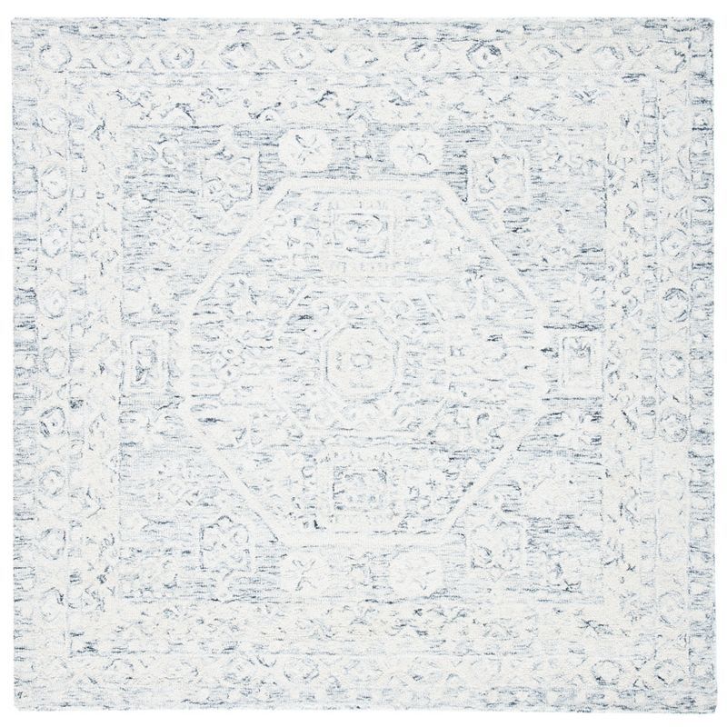 Ivory Elegance 5' Square Hand-Tufted Wool Rug