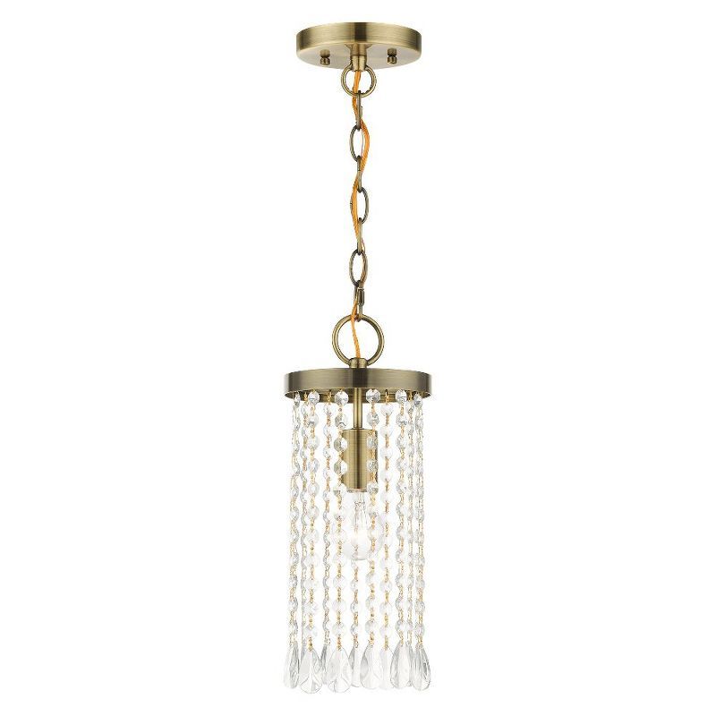 Antique Brass Mini Pendant with Crystal Frills