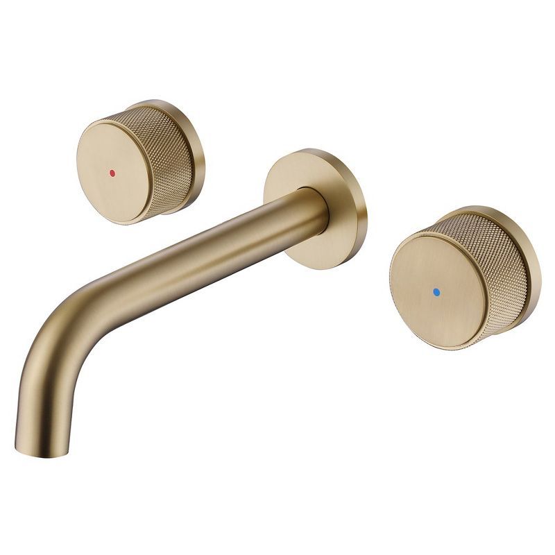 Brushed Gold Two-Handle Wall Mounted Bathroom Faucet