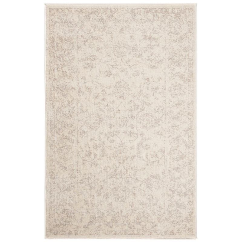 Carnegie Light Grey and Cream Floral Synthetic Area Rug 3' x 5'