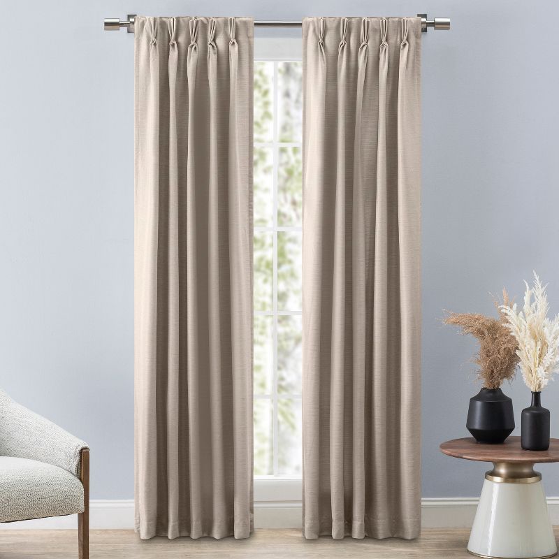 Parchment Room Darkening Pleated Polyester Window Panels