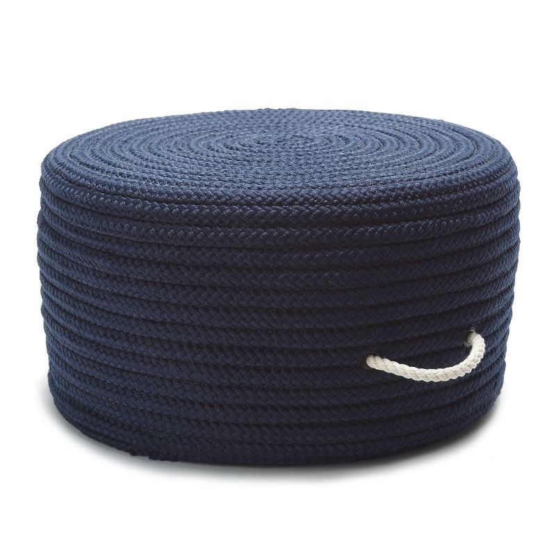 Navy Woven Round Pouf 21"x21"x12"