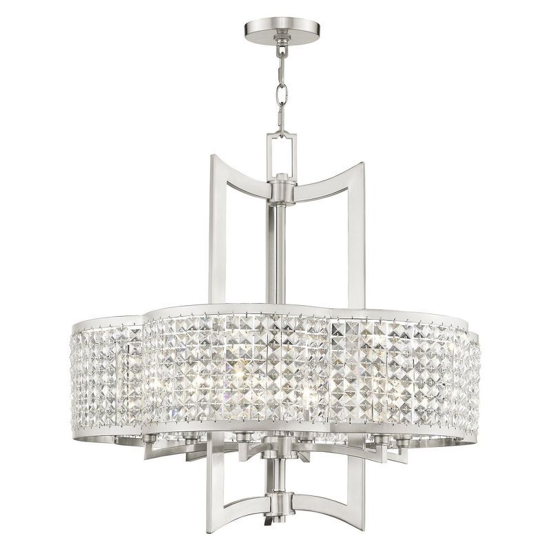 Elegant Brushed Nickel & Crystal 6-Light Chandelier