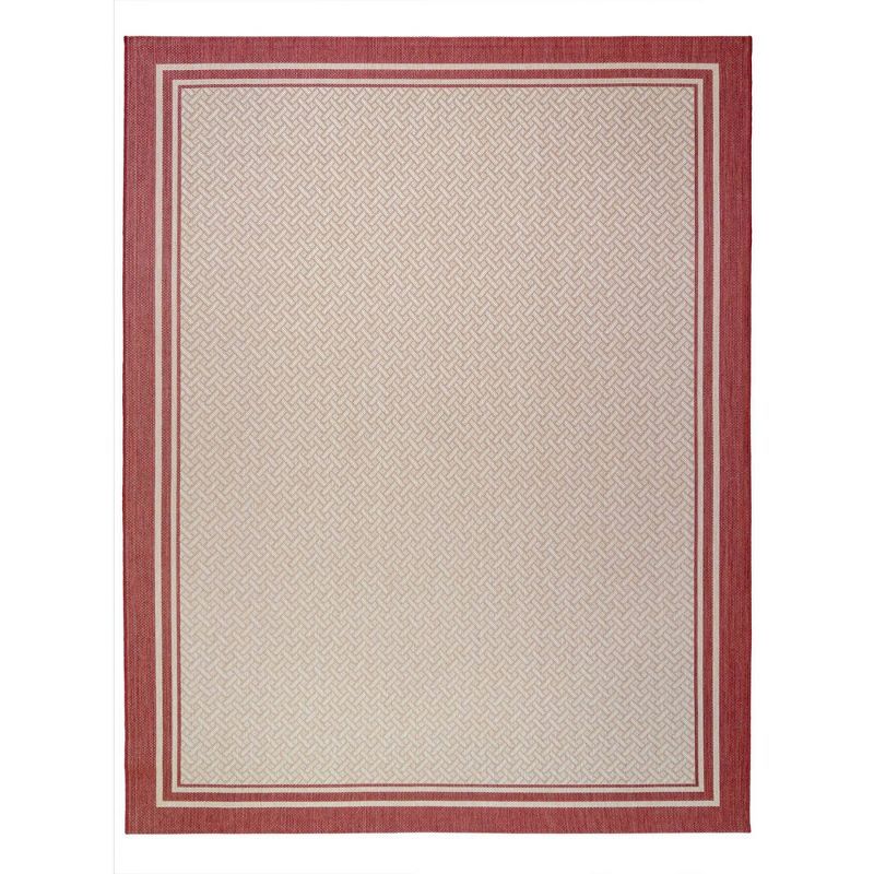 Grain and Red Flat Woven Synthetic 5' x 7' Outdoor Rug