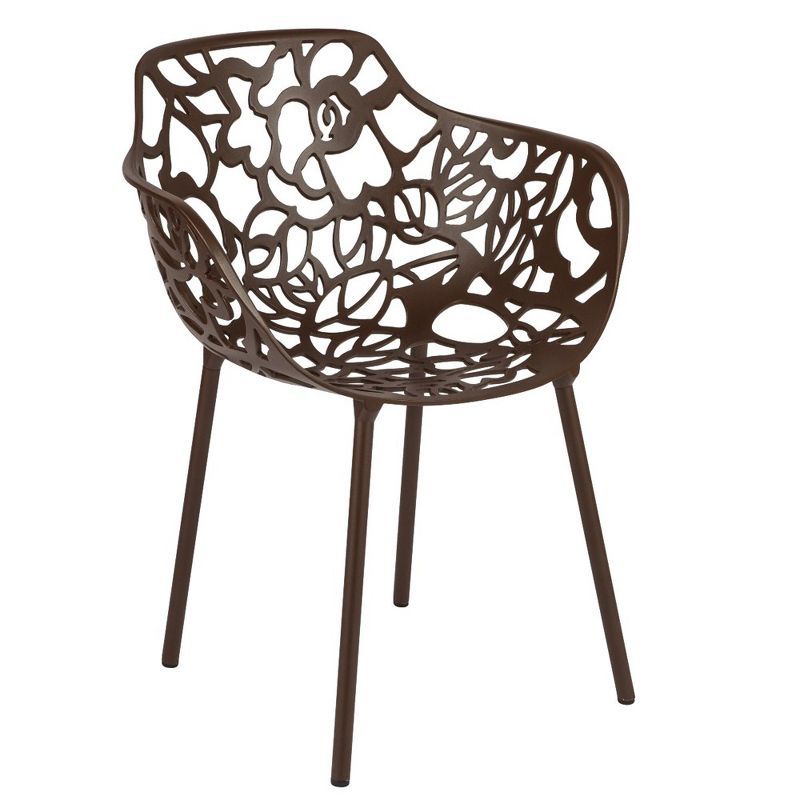 Devon Brown Aluminum Cut-Out Outdoor Dining Chair