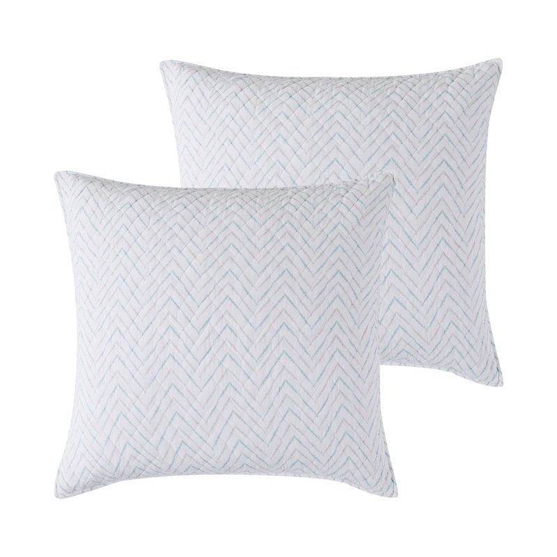 Blue and Gray Chevron Cotton Euro Sham Set of 2