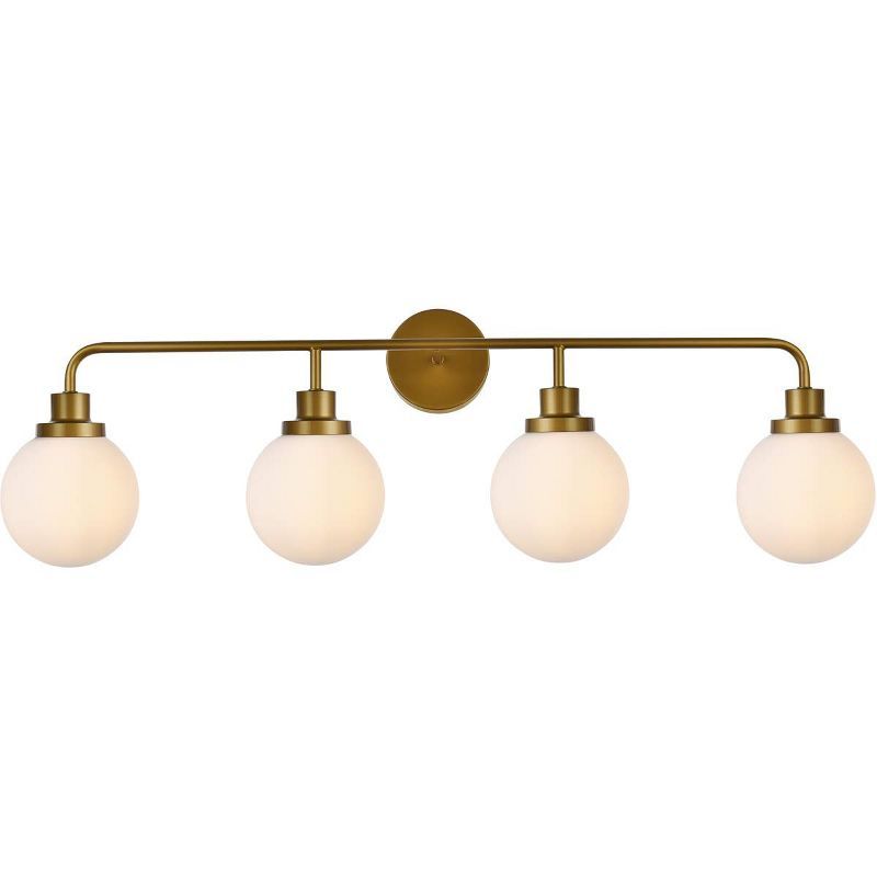 Hanson 4-Light Brass and Frosted Glass Bath Sconce