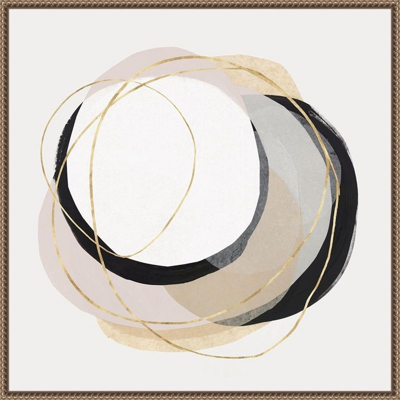 Ring of Gold I Abstract Canvas Art with Bronze Floater Frame