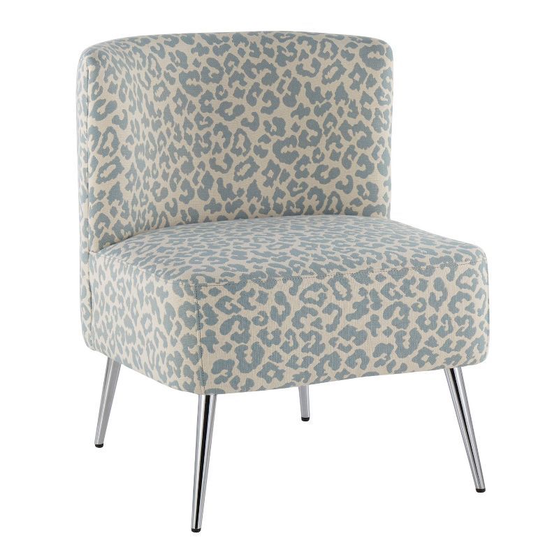 Blue Leopard Print Metal Slipper Chair