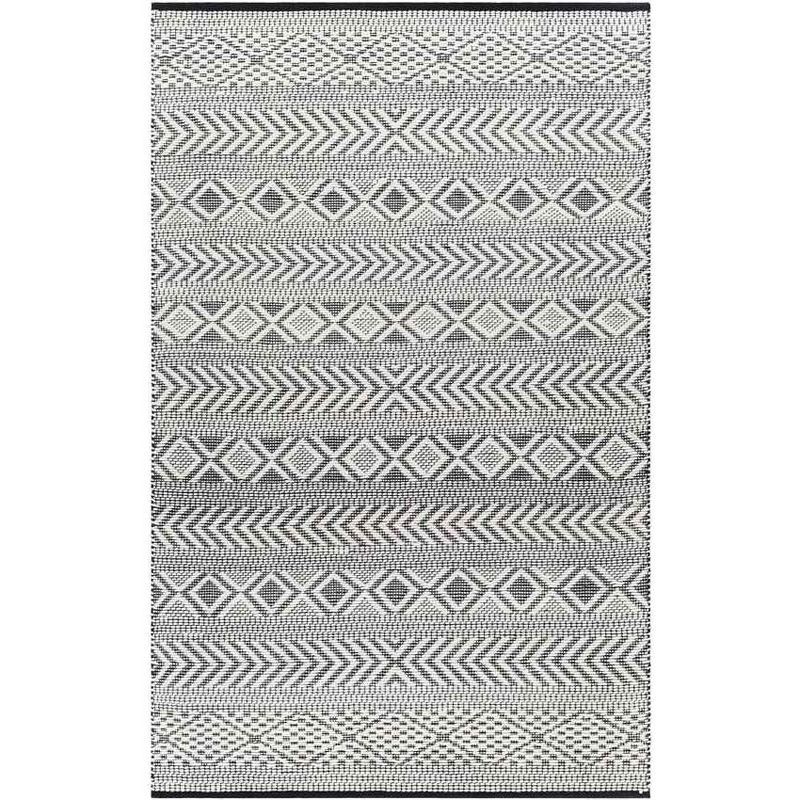 Owensboro 5' x 7'6" Black and Gray Hand-Knotted Wool Area Rug