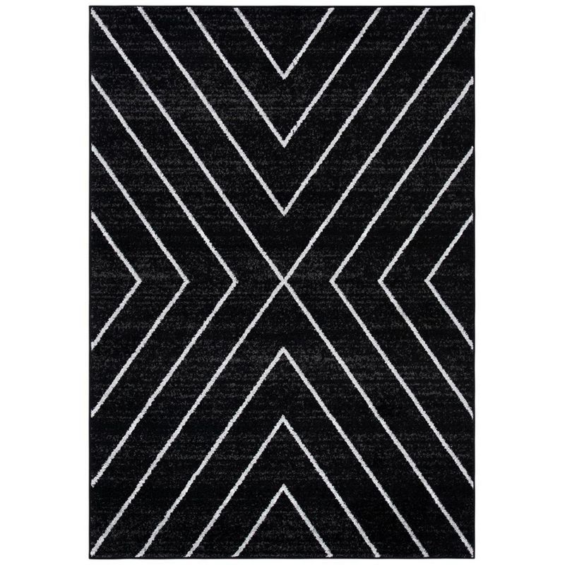 Black and Light Gray Geometric Synthetic Area Rug, 8' x 10'