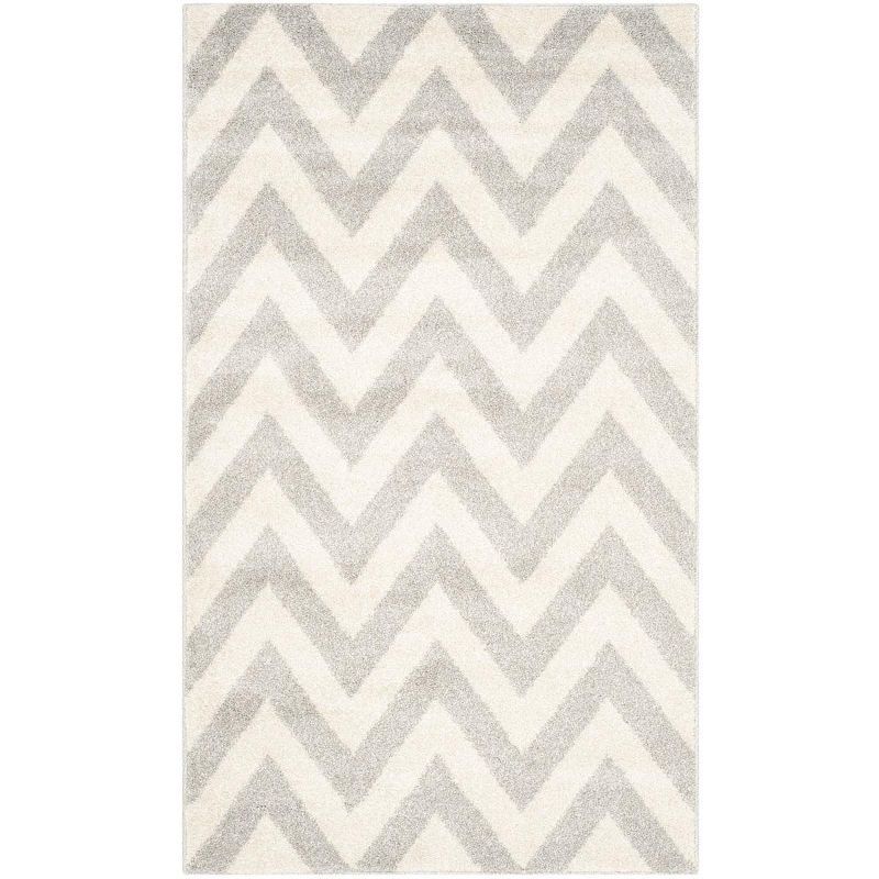 Reversible Easy-Care Light Grey/Beige Synthetic Area Rug 4' x 6'