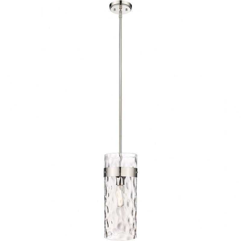 Fontaine Transitional 15" Polished Nickel Pendant with Rippled Glass Shade