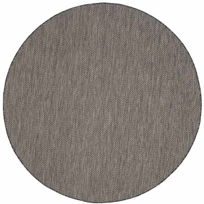 Carolann Easy-Care Black/Beige Synthetic Round Area Rug, 5'3"