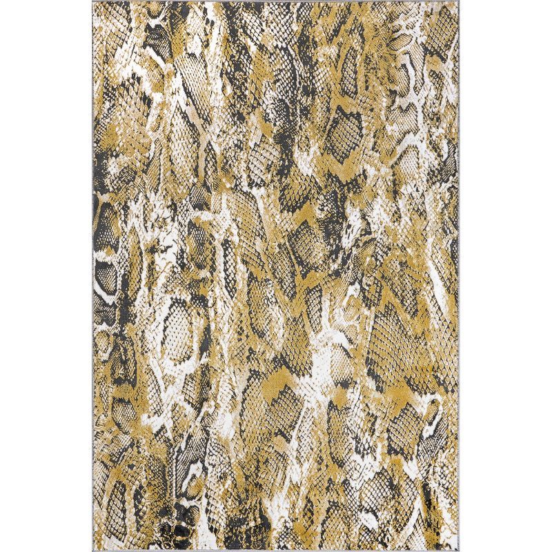 Modern Beige 8' x 10' Synthetic Snake Pattern Area Rug